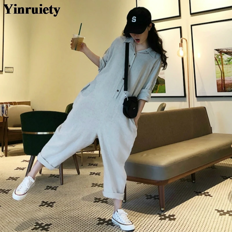 Women Autumn Cotton Linen Loose Plus Size Shirt Playsuit with Buttons Female Casual Suit Long Sleeve Long Jumpsuit Rompers
Women Autumn Cotton Linen Loose Plus Size Shirt Playsuit with Buttons Female Casual Suit Long Sleeve Long Jumpsuit Rompers