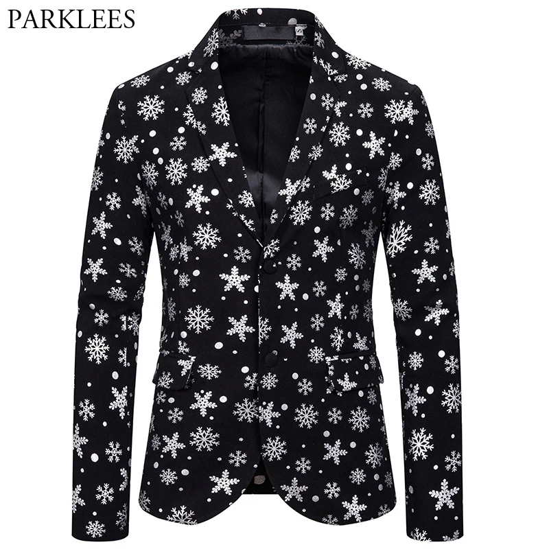 Mens Christmas Blazer Silver Snowflake Men Blazer Jacket Notch Lapel Two Button Blazers Men Party Stage Costumes Blazer Hombre
Mens Christmas Blazer Silver Snowflake Men Blazer Jacket Notch Lapel Two Button Blazers Men Party Stage Costumes Blazer Hombre