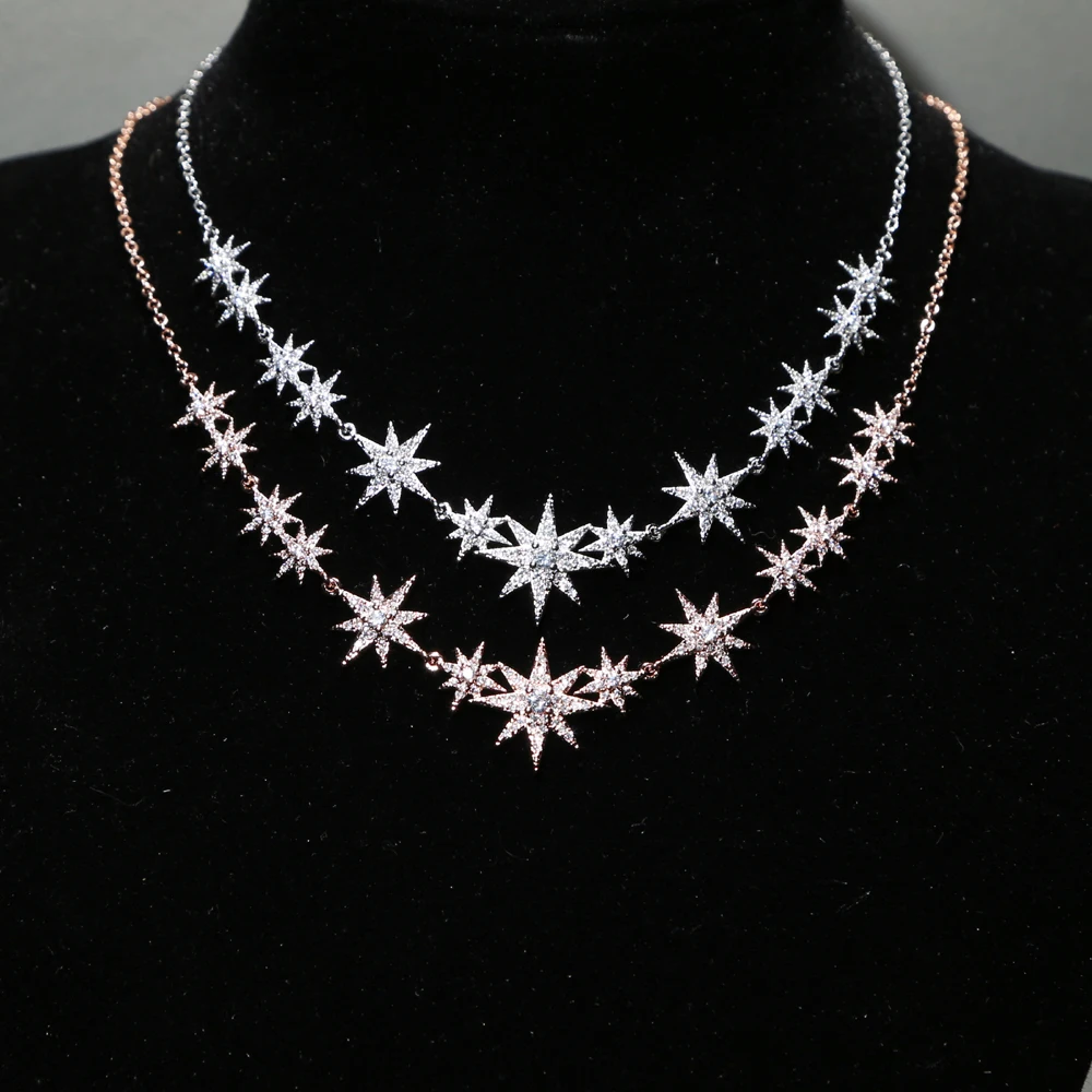 Starburst Charm Choker Necklace for Women CZ starburst charm choker necklace with silver finish