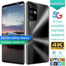 

2021 Note 30U 6+128GB cheap Smartphone 5.8-inch 18MP Camera Global version Languages LTE 4G+5G 4000mAh UFS 3.0 Telephone