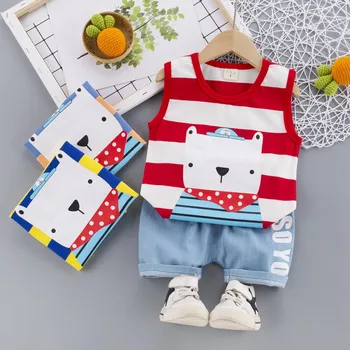 Children Summer Cotton Baby Boy Clothes strips cartoon Sports Vest Shorts 2Pcs/sets Infant Outfit Kid Fashion Toddler Tracksuits
Children Summer Cotton Baby Boy Clothes strips cartoon Sports Vest Shorts 2Pcs/sets Infant Outfit Kid Fashion Toddler Tracksuits