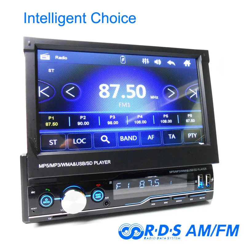 T100 1 Din Retractable Car Radio RDS Mirror Link MP5 Video Player AM FM USB TF Aux 7 inch Touch Screen Stereo System Head Unit
T100 1 Din Retractable Car Radio RDS Mirror Link MP5 Video Player AM FM USB TF Aux 7 inch Touch Screen Stereo System Head Unit