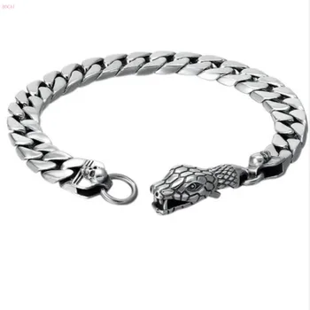 

2019 new style s925 pure silver Men's wrist chain jewelry Thai silver Naked snakehead Bracelet Retro Classic Creativity