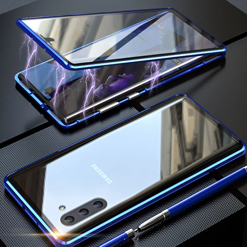 

Upgrade Magneto Magnetic Adsorption metal case For Samsung Galaxy Note 10 / Note 10 Pro + Tempered glass back cover