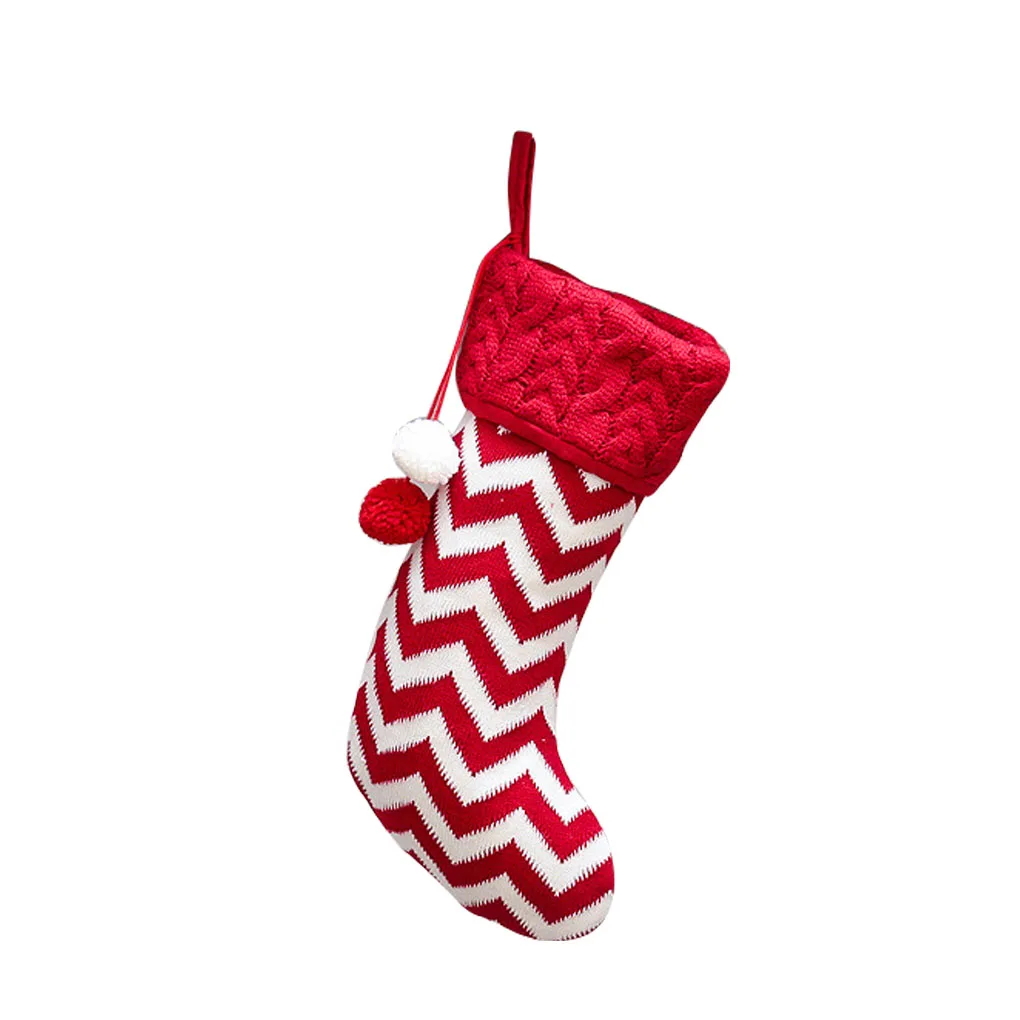 christmas stocking children gift bag socks knitting stripes snow