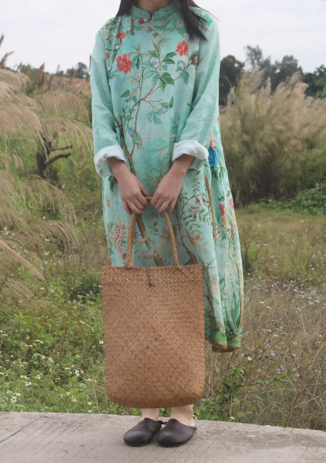 Retro Frog Buttons Stand Collar Flower Tree Bird Pure Ramie Linen Dress, High Quality Spring Autumn Classic Chinese Style Robe
Retro Frog Buttons Stand Collar Flower Tree Bird Pure Ramie Linen Dress, High Quality Spring Autumn Classic Chinese Style Robe