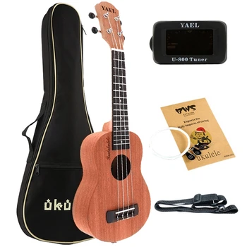 

YAEL 26 Inch Ukulele Sapele Wood Tenor Uke Hawaii Four Strings Guitar with Bag Tuner Strap Stings Musical