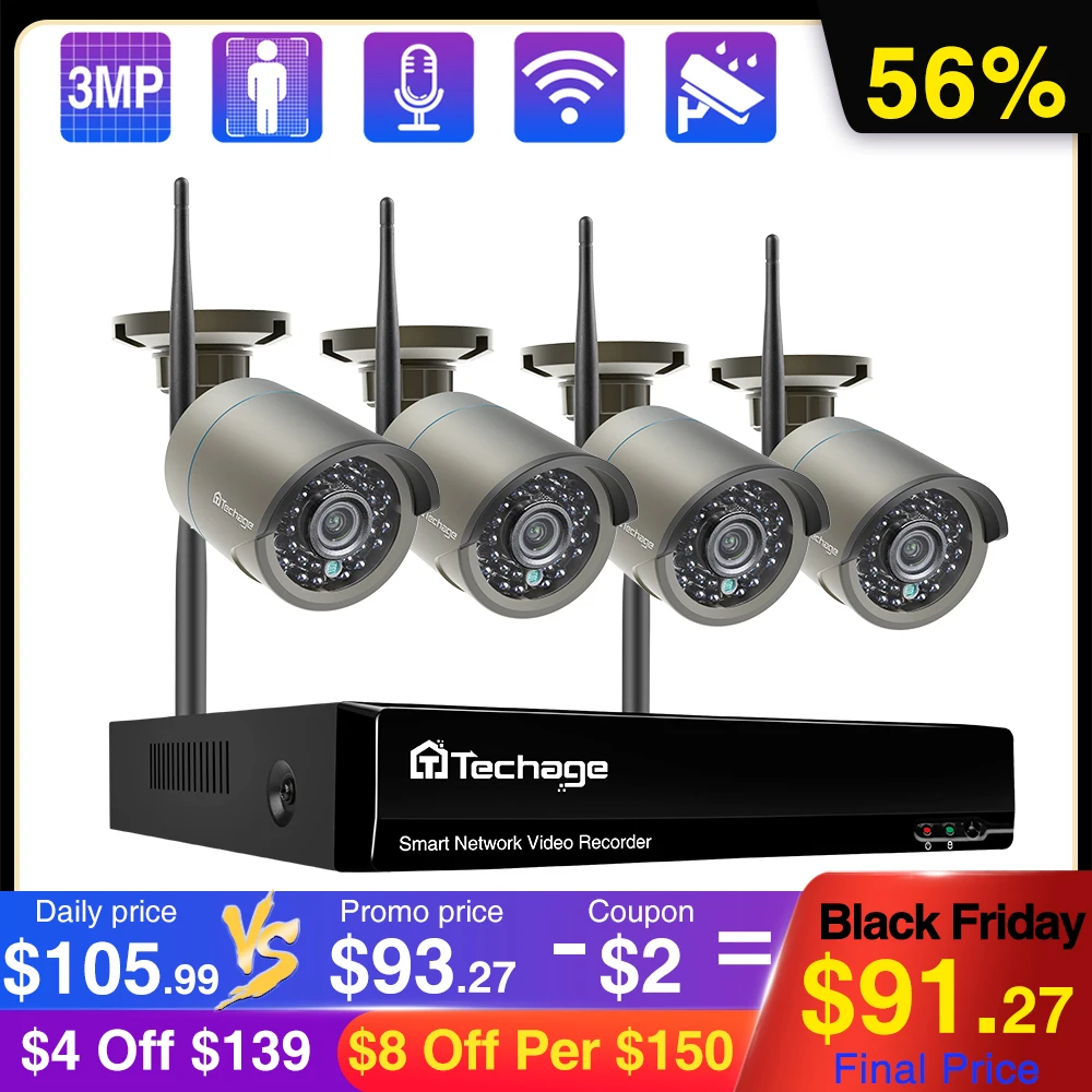 Techage 8CH 1080P 3MP Wireless Camera System Audio Record Wifi IP Camera Outdoor Waterproof CCTV Vedio Security Surveillance Set
Techage 8CH 1080P 3MP Wireless Camera System Audio Record Wifi IP Camera Outdoor Waterproof CCTV Vedio Security Surveillance Set