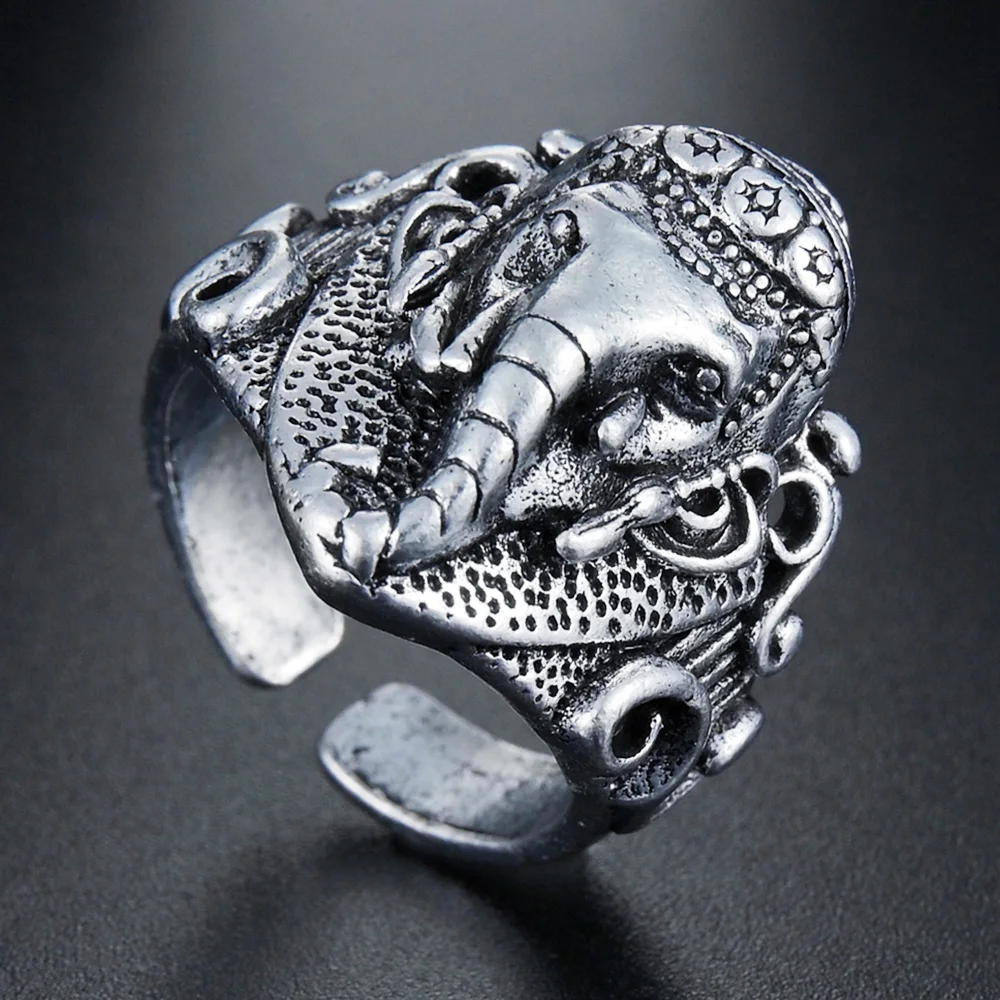 Винтажное Открытое кольцо с изображением слона для мужчин и женщин серебристые