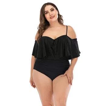 Ruffled one-piece swimsuit women 2020 new large size black swimwear ladies push-up Monokini swimsuit beachwear swimwear 
Ruffled one-piece swimsuit women 2020 new large size black swimwear ladies push-up Monokini swimsuit beachwear swimwear