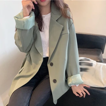 Green Chic 2020 Fresh Streetwear Elegant Women Free Loose Solid Fashion Sweet All Match Fashion Office Lady Blazers 
Green Chic 2020 Fresh Streetwear Elegant Women Free Loose Solid Fashion Sweet All Match Fashion Office Lady Blazers