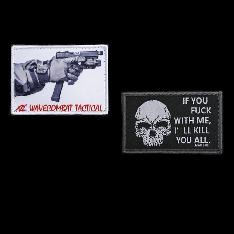 2pcs/set Military Morale Cloth Patches Gun Skull Pattern Tactical Badges Armband Backpack Jacket with Hook&Loop
2pcs/set Military Morale Cloth Patches Gun Skull Pattern Tactical Badges Armband Backpack Jacket with Hook&Loop