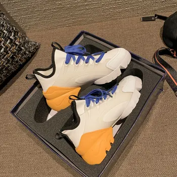 Thick Bottom Mixed Color Woman Sneakers Lace-up Genuine Leather Ladies Sport Shoes Luxury Designer Brand Zapatos De Mujer
Thick Bottom Mixed Color Woman Sneakers Lace-up Genuine Leather Ladies Sport Shoes Luxury Designer Brand Zapatos De Mujer