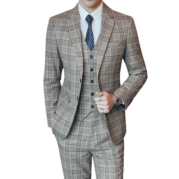 Wedding Suit For Men 2019 Slim Fit Gentlemen Costume Plus Size S-5XL Plaid Designer Male Groomsmen Formal Business Casual Suits 
Wedding Suit For Men 2019 Slim Fit Gentlemen Costume Plus Size S-5XL Plaid Designer Male Groomsmen Formal Business Casual Suits