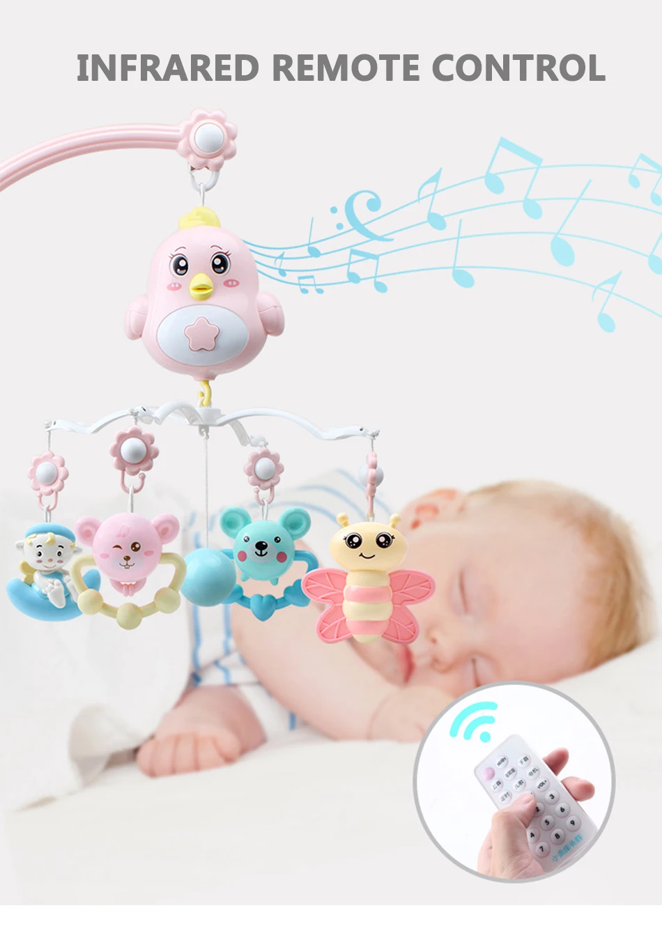 Baby Rattles Crib Mobiles Baby Toys Holder Rotating Mobile Bed Bell Musical Box Projection 0-12 Months Newborn Infant Boy Toys