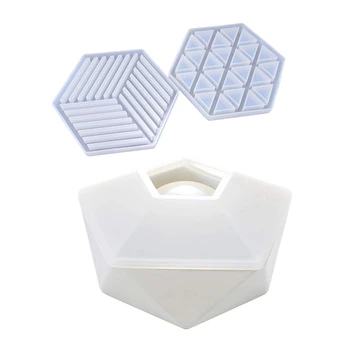 1Pcs Polygon Solid Flower Pot Diy Silicone Molds & 2Pcs Hollow Stripe Hollow Three Corners Diy Coaster Silicone Mould 
1Pcs Polygon Solid Flower Pot Diy Silicone Molds & 2Pcs Hollow Stripe Hollow Three Corners Diy Coaster Silicone Mould