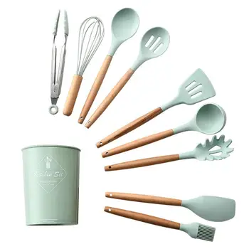 9pcs Silicone Wood Soup Spoon Spatula Brush Scraper Pasta Server Egg Beater Kitchen Cooking Tools Kitchenware Green Kitchen Sets
9pcs Silicone Wood Soup Spoon Spatula Brush Scraper Pasta Server Egg Beater Kitchen Cooking Tools Kitchenware Green Kitchen Sets