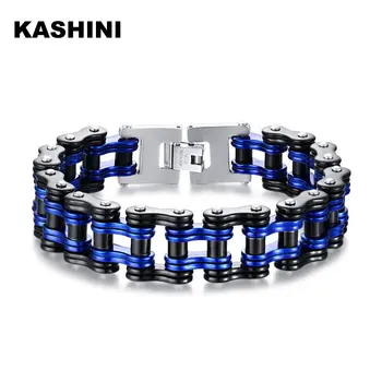 Punk Men's Motorcycle Chain Bracelet Black Stainless Steel Bike Chain Bracelet 316L Couple Bracelet blue Bracelet Wholesale
Punk Men's Motorcycle Chain Bracelet Black Stainless Steel Bike Chain Bracelet 316L Couple Bracelet blue Bracelet Wholesale