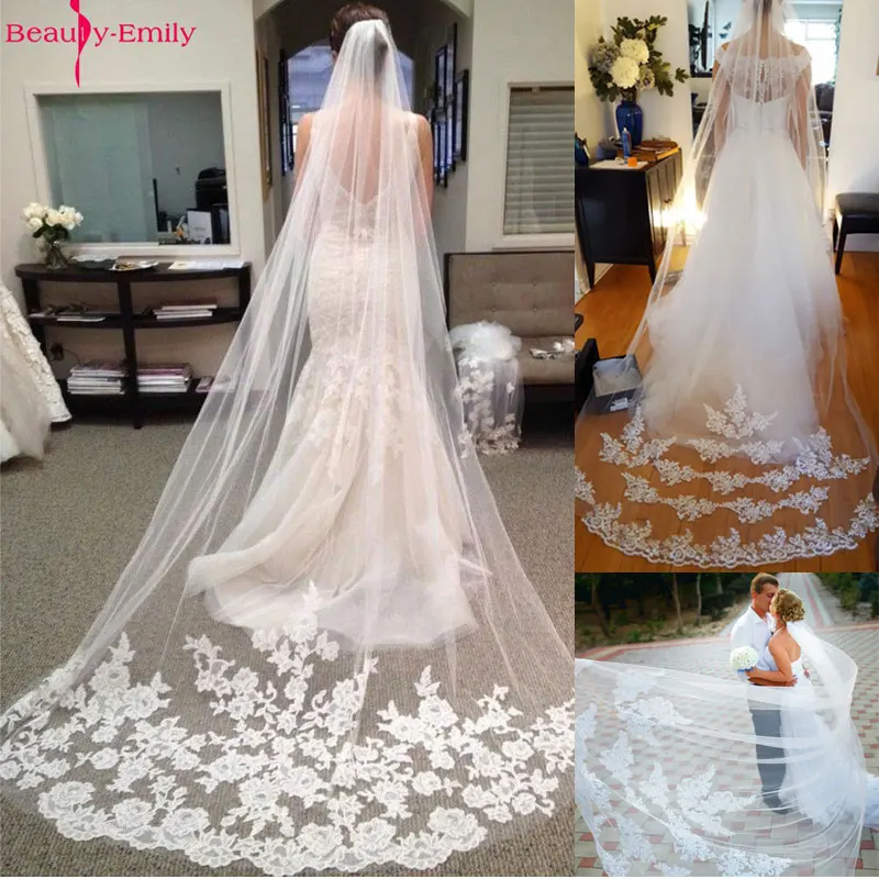 Bridal-Veils Lace-Edge Wedding Accessories Long Cathedral Tulle Appliques 2019 Wedding-Veils with Comb veu de noiva longo
Bridal-Veils Lace-Edge Wedding Accessories Long Cathedral Tulle Appliques 2019 Wedding-Veils with Comb veu de noiva longo