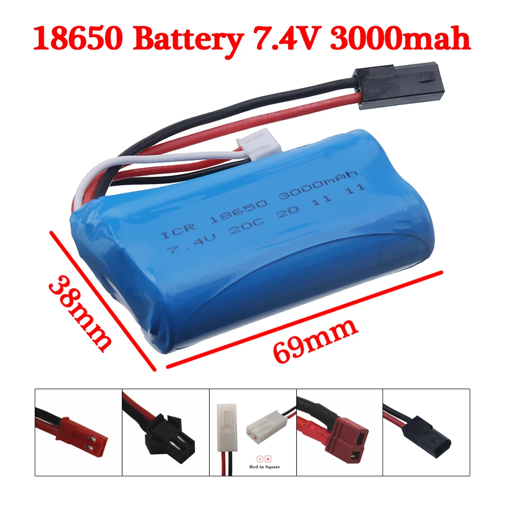 

18650 battery 7.4V 3000Mah 25C Li-ion Battery For MJX T40 T40C F39 F49 T39 RC Helicopter Parts RC Car 2S for Wltoys 10428 12428