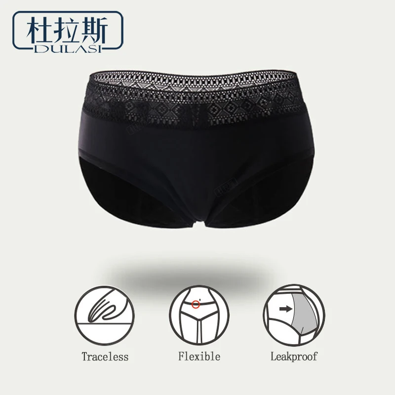 Antibacterial Four Layers of Leak-proof Black Menstrual Woman Underwear Lace Breathable Physiological Period Panties DULASI
Antibacterial Four Layers of Leak-proof Black Menstrual Woman Underwear Lace Breathable Physiological Period Panties DULASI