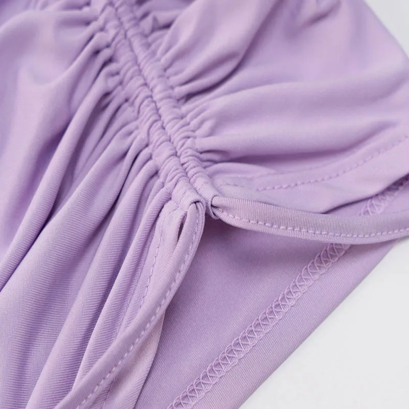 2020 Sexy Women Backless Bodycon Halter Dress Solid Sleeveless Hollow Out Skinny Off Shoulder Push Up Drawstring Mini Dress