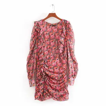Women Fashion O Neck Flower Print Pleated Chiffon Mini Dress Female Cascading Ruffles Casual Vestidos Chic Kimono Dresses 
Women Fashion O Neck Flower Print Pleated Chiffon Mini Dress Female Cascading Ruffles Casual Vestidos Chic Kimono Dresses