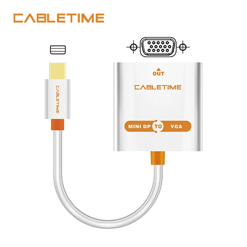 Кабель Cabletime Thunderbolt Mini DisplayPort VGA переходник DP штырь гнездо для 1080P HDTV Macbook/iMac Pro