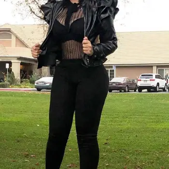 Fashion Women Plus Size Ruffles Faux Leather Jackets Ruffles Shoulder Zipper Pu Coats Long Sleeve Slim Jackets Tops
Fashion Women Plus Size Ruffles Faux Leather Jackets Ruffles Shoulder Zipper Pu Coats Long Sleeve Slim Jackets Tops