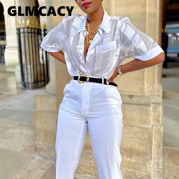 Women Turn Down Collar Half Sleeve Buttoned Shirt Solid White Office Lady Elegant Plus Size Tops
Women Turn Down Collar Half Sleeve Buttoned Shirt Solid White Office Lady Elegant Plus Size Tops