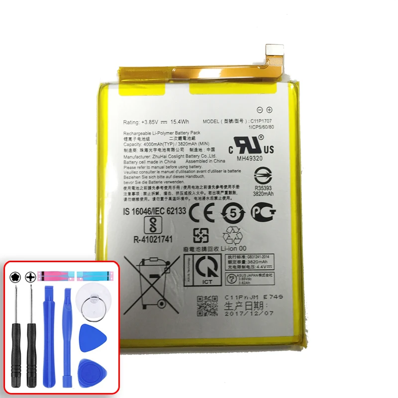 For ASUS Zenfone Max M1 ZB555KL Lithium Polymer Battery Mobile Phone Replacement Battery C11P1707 4000mAh
For ASUS Zenfone Max M1 ZB555KL Lithium Polymer Battery Mobile Phone Replacement Battery C11P1707 4000mAh