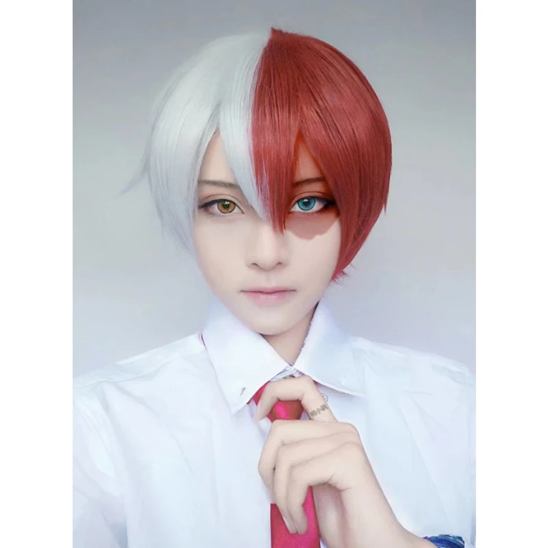 

My Hero Academia Boku no Hiro Akademia Shoto Todoroki Shouto White And Red Cosplay Wig+Wig Cap