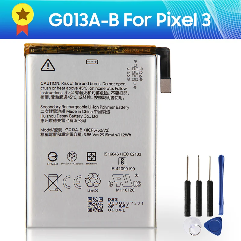 Original Replacement Battery G013A-B for Google Pixel 3 Pixel3 G013C-B for Google Pixel 3XL 3430mAh +tools Quality Product
Original Replacement Battery G013A-B for Google Pixel 3 Pixel3 G013C-B for Google Pixel 3XL 3430mAh +tools Quality Product