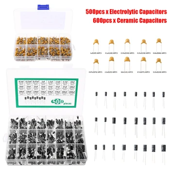 Durable 600pcs Ceramic Capacitor Assortment Kit + 500pcs Electrolytic Capacitor Kit Electronic Components Supplies
Durable 600pcs Ceramic Capacitor Assortment Kit + 500pcs Electrolytic Capacitor Kit Electronic Components Supplies