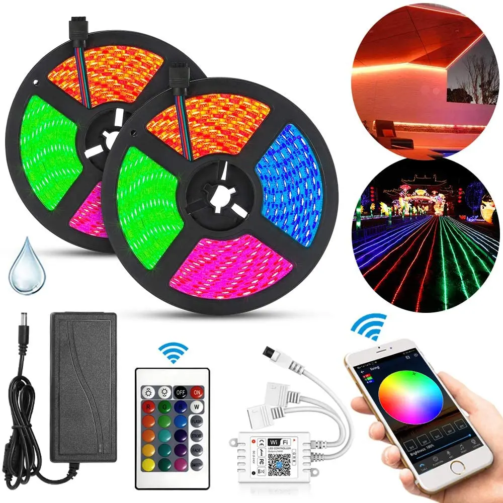 10m WiFi Smart Controller SMD 5050 300leds/600leds RGB LED Strip Light Light Work with IFTTT Google Assistant and Alexa
10m WiFi Smart Controller SMD 5050 300leds/600leds RGB LED Strip Light Light Work with IFTTT Google Assistant and Alexa
