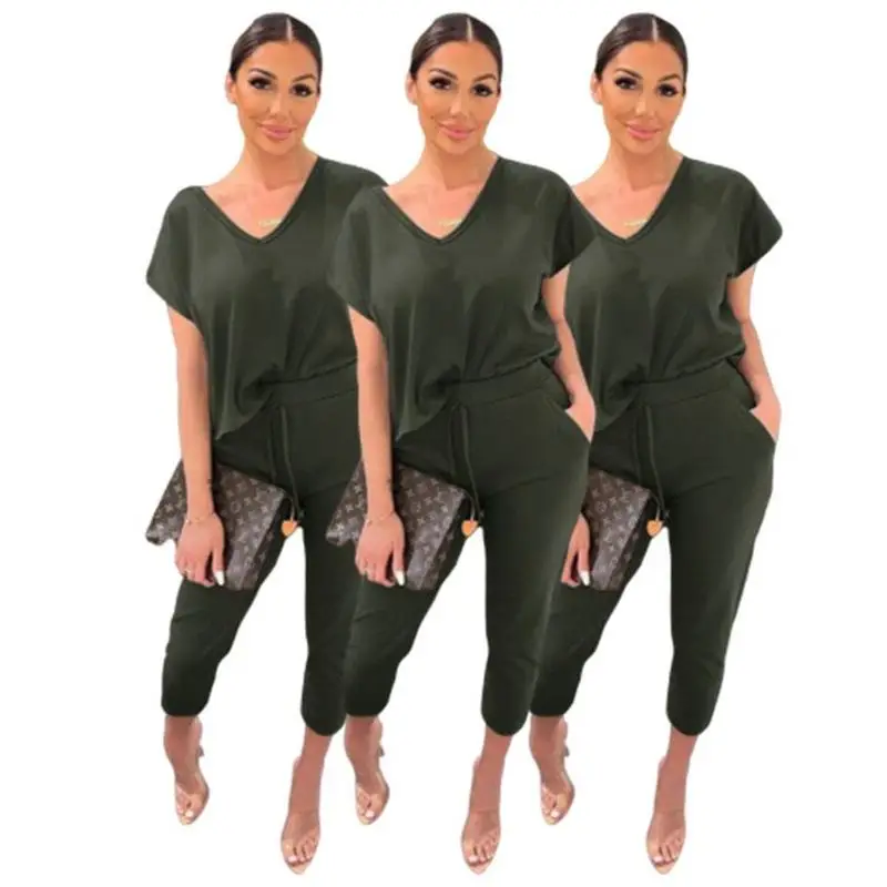 2020 Summer Hot Sale V Neck Short Sleeve Top And Pants Sexy 2 Pcs Track Suit Outfits Casual Two Piece Set Women Clothing
2020 Summer Hot Sale V Neck Short Sleeve Top And Pants Sexy 2 Pcs Track Suit Outfits Casual Two Piece Set Women Clothing