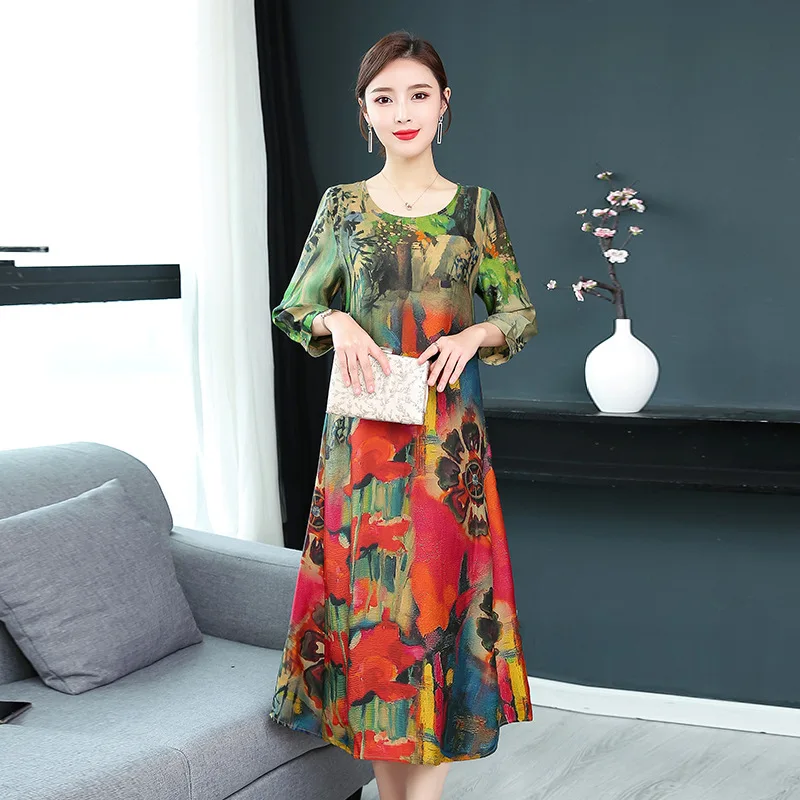 2019 Summer New Style WOMEN'S Dress-Style Mid-length Loose-Fit Three-quarter-length Sleeve Elegant Floral Printed Dress
2019 Summer New Style WOMEN'S Dress-Style Mid-length Loose-Fit Three-quarter-length Sleeve Elegant Floral Printed Dress