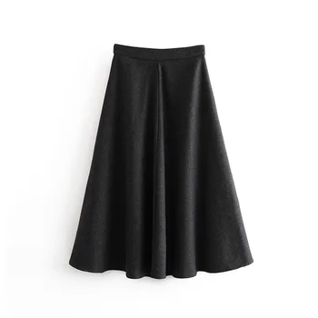 2019 women's new fashion all-around high waist grey herringbone A-line skirt middle length skirt 07563266802
2019 women's new fashion all-around high waist grey herringbone A-line skirt middle length skirt 07563266802
