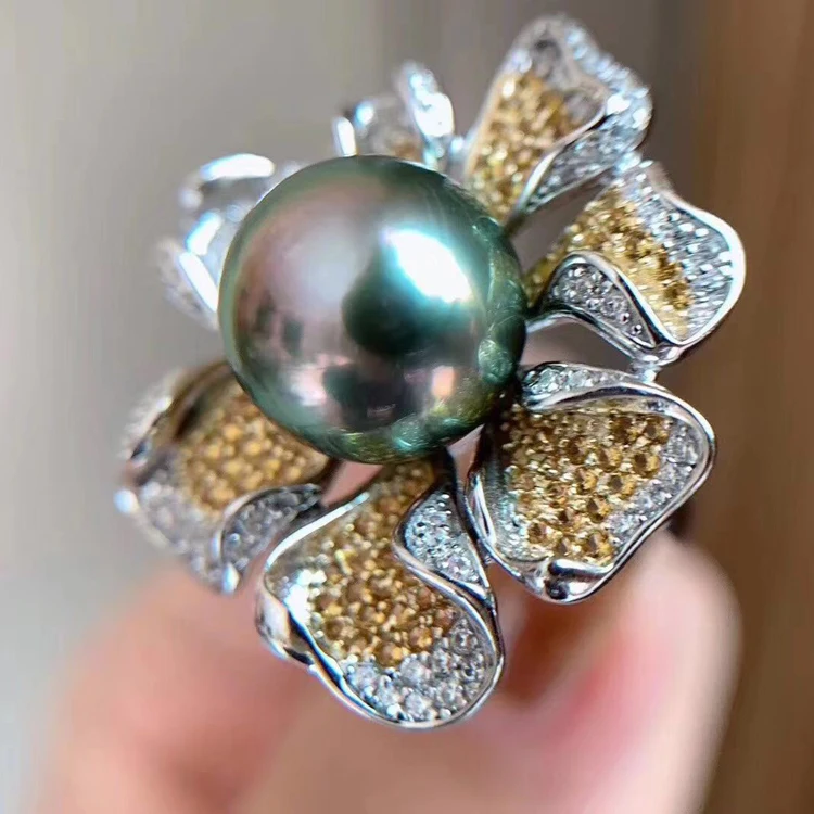 Фото 925 Стерлинговое Серебро 10-11 мм кольцо с натуральным пресноводным жемчугом