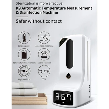Wall-Mounted Thermometer with Hand Dispenser, K9 Automatic Temperature Measurement, with Alarm, for in Offices Schools
Wall-Mounted Thermometer with Hand Dispenser, K9 Automatic Temperature Measurement, with Alarm, for in Offices Schools