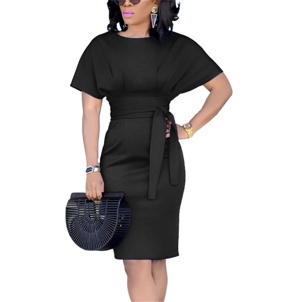Women's Short Sleeve Empire Waist Midi Dress Belted Formal Bodycon OL Dress for Work
Women's Short Sleeve Empire Waist Midi Dress Belted Formal Bodycon OL Dress for Work