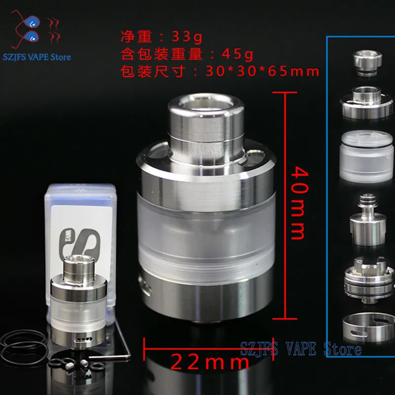 e cigarette Atomizer Sxk S-Tank 22mm Diameter Capacity 3.5ml 316ss material Single coil RTA vs Dvarw MTL RTA Goon v1.5 Nano rta
e cigarette Atomizer Sxk S-Tank 22mm Diameter Capacity 3.5ml 316ss material Single coil RTA vs Dvarw MTL RTA Goon v1.5 Nano rta