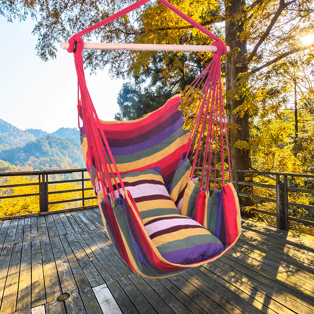 Garden Outdoor Hanging Chair Swinging Furniture Hammock Rope Hanging Chair Seat Swing Chair with 2 Pillows for Indoor Swing Chai
Garden Outdoor Hanging Chair Swinging Furniture Hammock Rope Hanging Chair Seat Swing Chair with 2 Pillows for Indoor Swing Chai