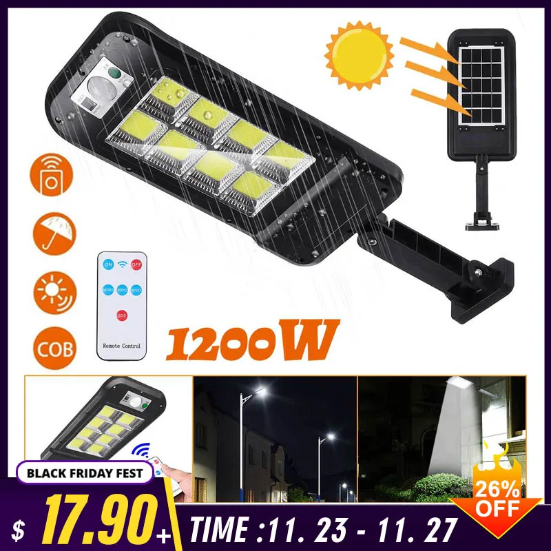 1200W 160COB LED Waterproof Solar Light PIR Motion Sensor Remote Control Garden Lamp Outdoor Solar Street Lamp Street Lights
1200W 160COB LED Waterproof Solar Light PIR Motion Sensor Remote Control Garden Lamp Outdoor Solar Street Lamp Street Lights
