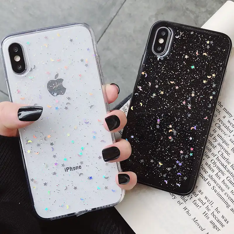 Bling Star Moon Paillet Glitter Soft Tpu Phone Case For Iphone 12 11 Pr0 Xs Max Xr X 8 7 6 6s Plus Se 2nd 5 5s Transparent Cover Fitted Cases Aliexpress