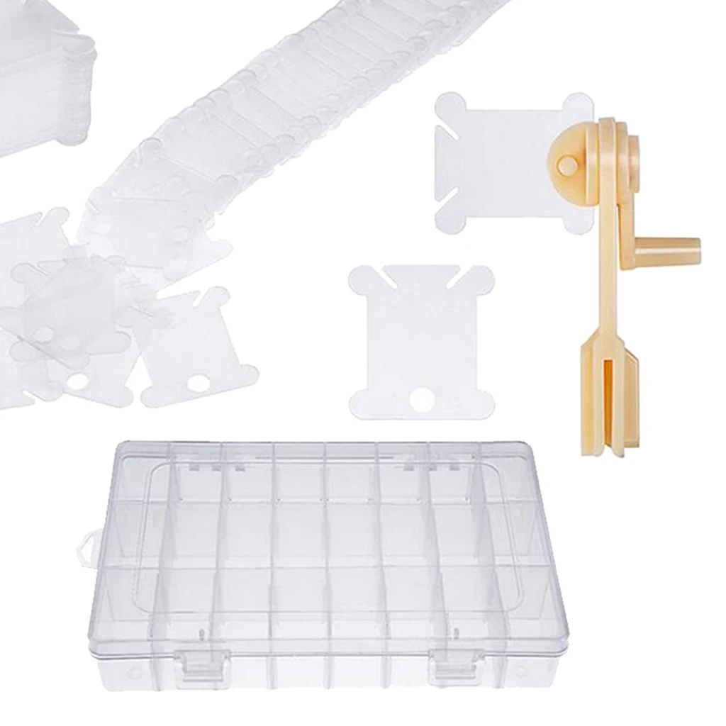100 Plastic Floss Bobbins Cross Stitch Embroidery Thread Winding Cards Craft DIY Sewing Set with Bobbin Winder and Storage Box 100 Plastic Floss Bobbins Cross Stitch Embroidery Thread Winding Cards Craft DIY Sewing Set with Bobbin Winder and Storage Box