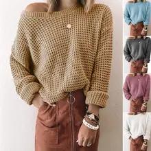 New temperament Elegant Design Sweater Sexy hollow Oblique Collar Long Sleeve Knitted Top Autumn Winter pullover loose sweater 
New temperament Elegant Design Sweater Sexy hollow Oblique Collar Long Sleeve Knitted Top Autumn Winter pullover loose sweater