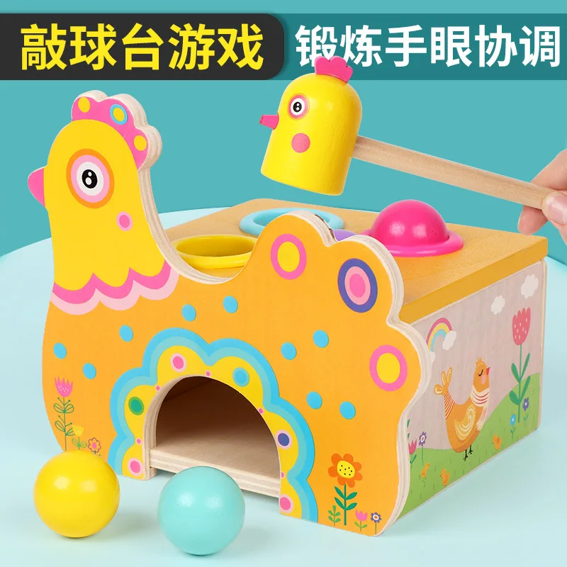 Детская деревянная игрушка курица несущий яйца анти-реальная игра 4 цветных