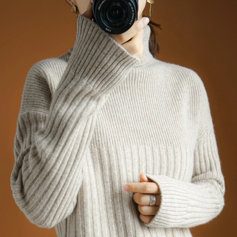 Lady's Turtleneck Sweater Solid Basic Pullovers Autumn Winter Women's Loose And Versatile Slim Base Fashionable Knit Sweater
Lady's Turtleneck Sweater Solid Basic Pullovers Autumn Winter Women's Loose And Versatile Slim Base Fashionable Knit Sweater