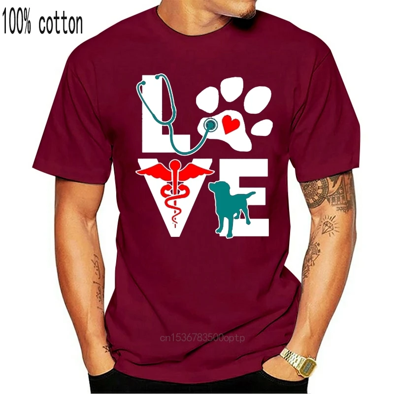 

Tee Shirt Love Veterinary Medicine Cute Letters Gift T Shirts Topic Grey Homme Uniform Fitness 100% Cotton